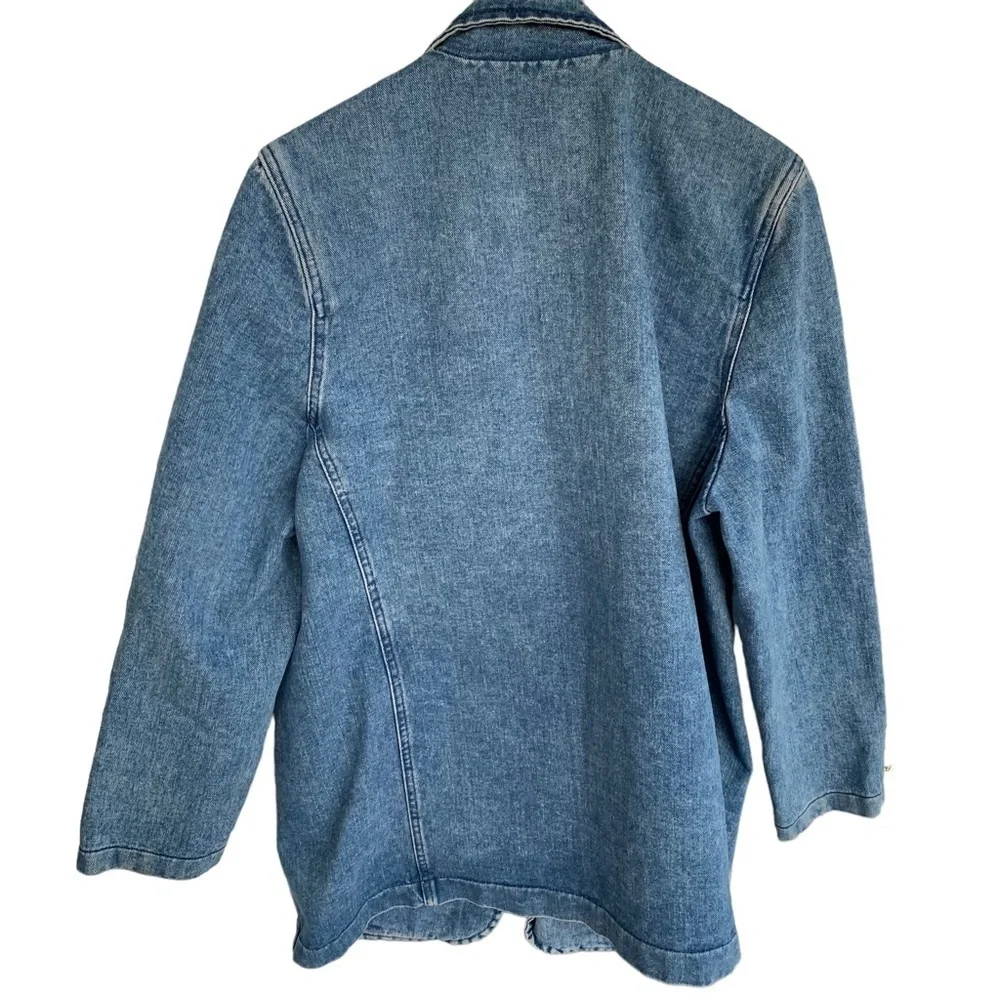 Vintage Women’s Denim Blue Jean Jacket Dolphins Logo Opal Hot Topic Size Medium - Picture 3 of 7